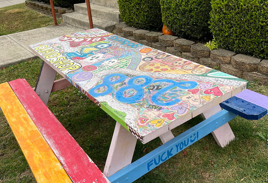 Custom-painted picnic table